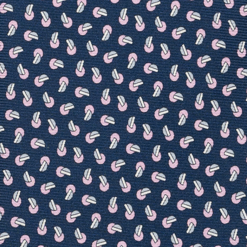 Cravatta 3 pieghe in Seta, Micro Fantasia, Blu Rosa - JA056129-2