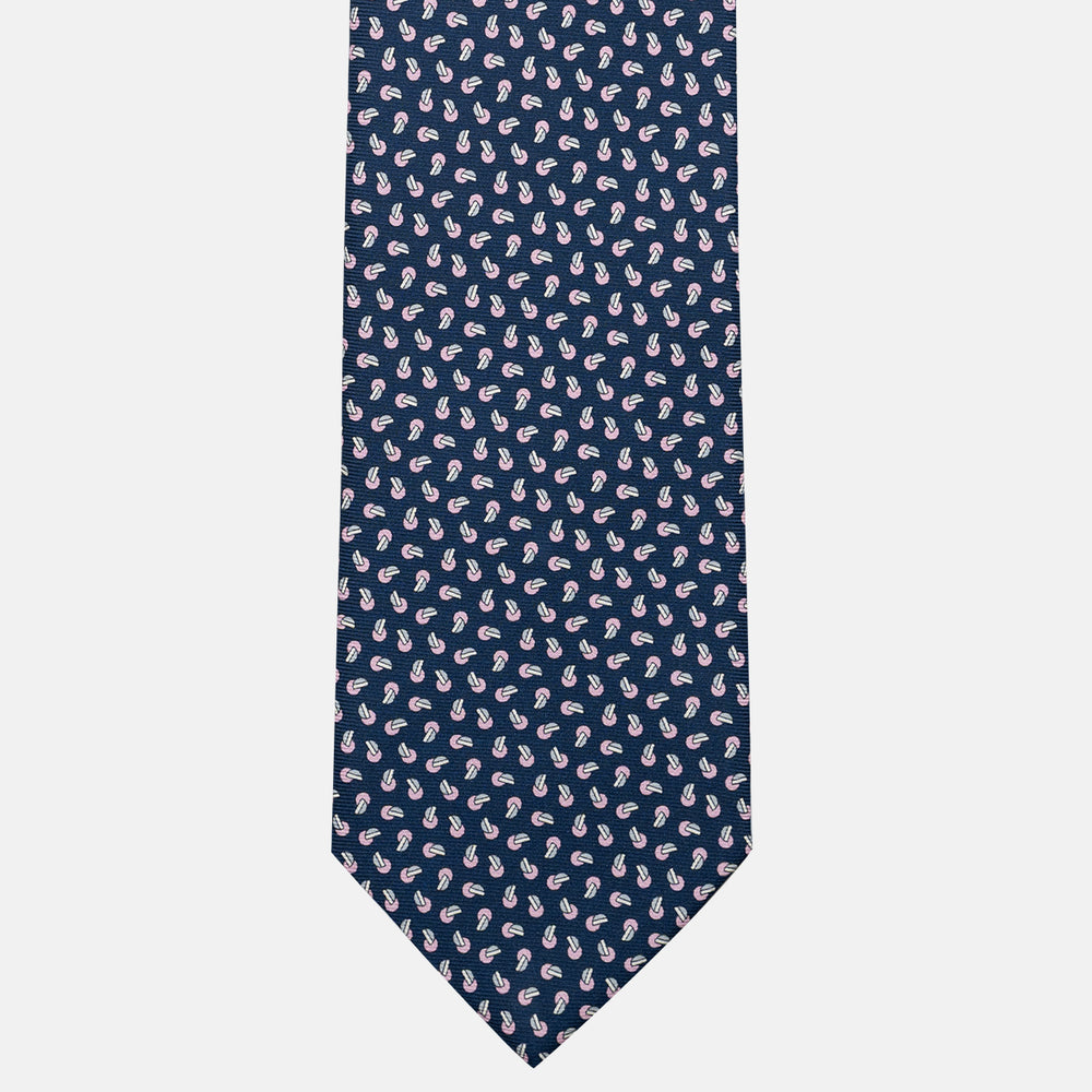 Cravatta 3 pieghe in Seta, Micro Fantasia, Blu Rosa - JA056129-2