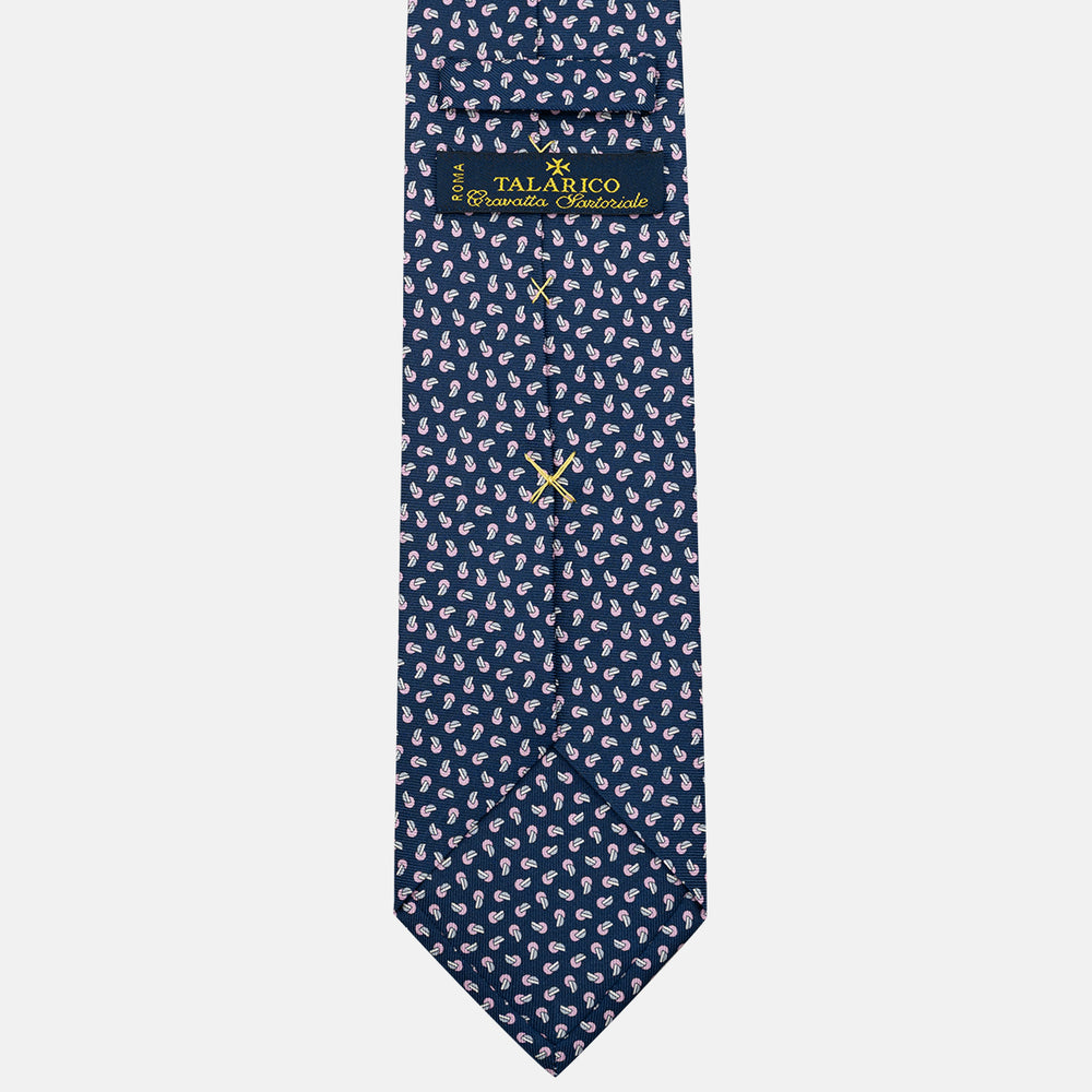 Cravatta 3 pieghe in Seta, Micro Fantasia, Blu Rosa - JA056129-2