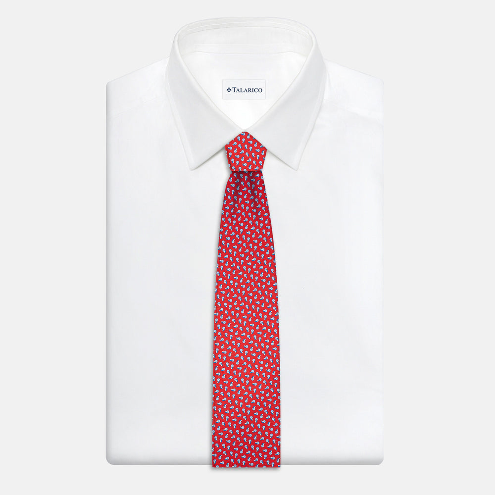 3-Fold Silk Tie, Micro Pattern, Red - JA056129-6