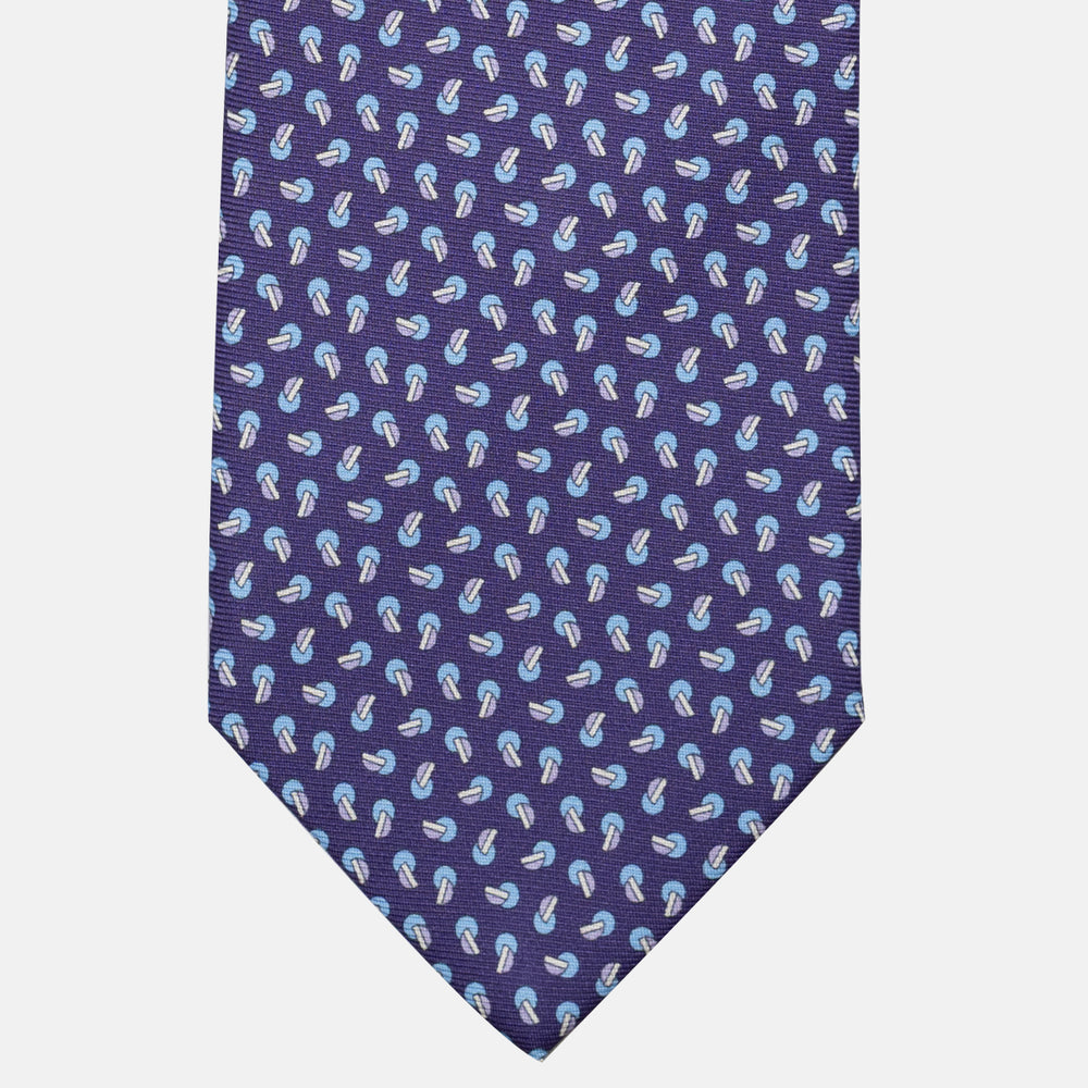 Cravatta 3 pieghe in Seta, Micro Fantasia, Viola - JA056129-8