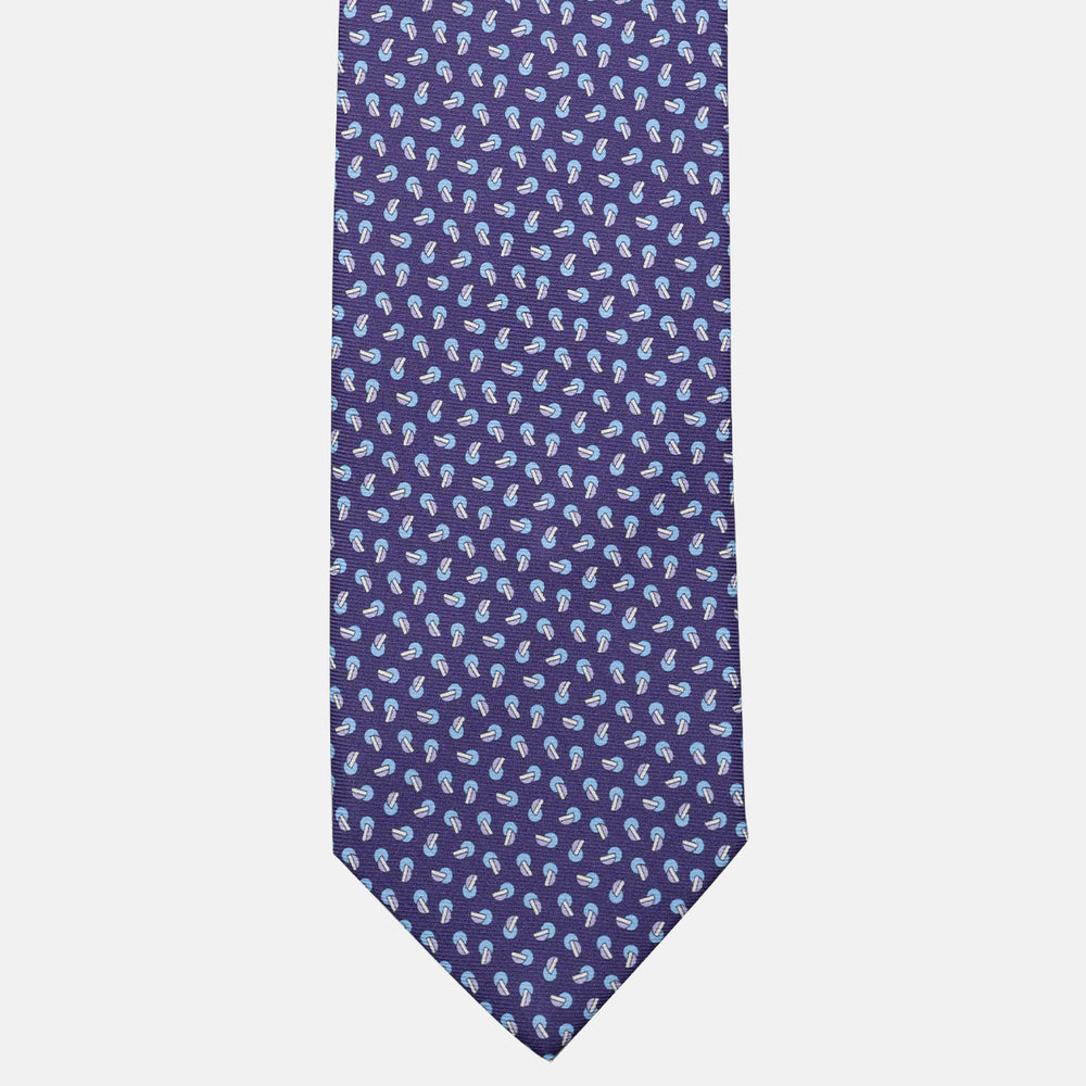 Cravatta 3 pieghe in Seta, Micro Fantasia, Viola - JA056129-8