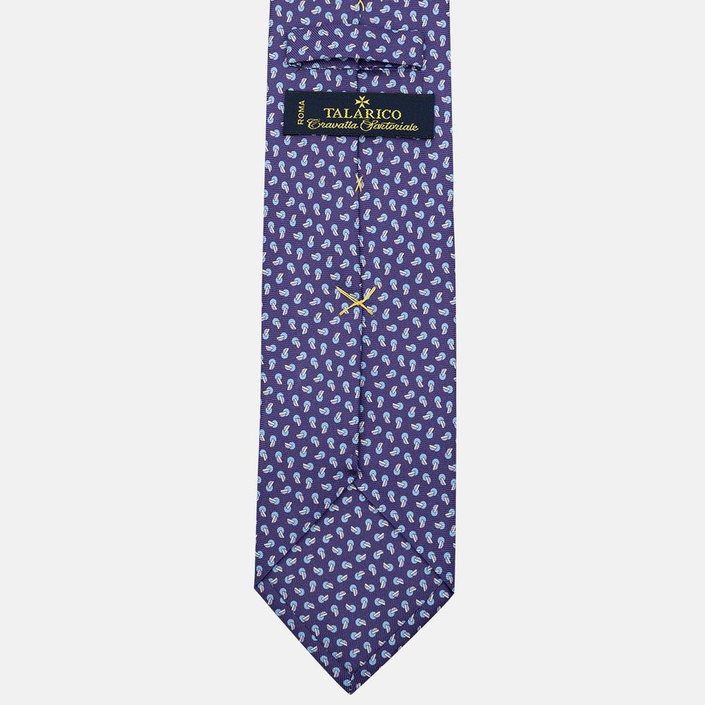 Cravatta 3 pieghe in Seta, Micro Fantasia, Viola - JA056129-8