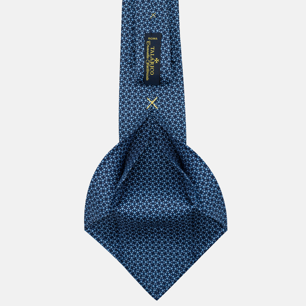 Cravatta 5 pieghe in seta Fantasia Floreale Blu Celeste - JA056130-1