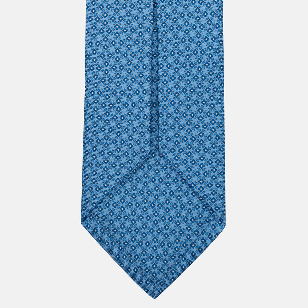 Cravatta 5 pieghe in seta Fantasia Floreale Celeste - JA056130-6