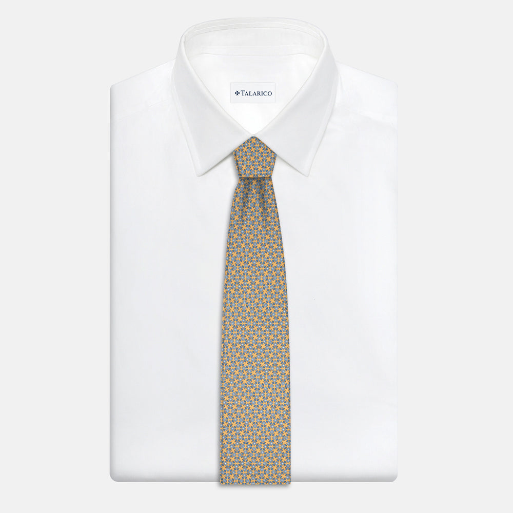 Cravatta 3 pieghe in Seta, Fantasia Floreale, Giallo - JA056130-7
