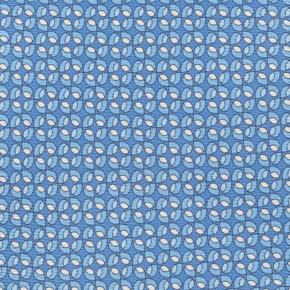 Cravatta 3 pieghe in Seta, Fantasia Geometrica, Celeste - JA056132-10