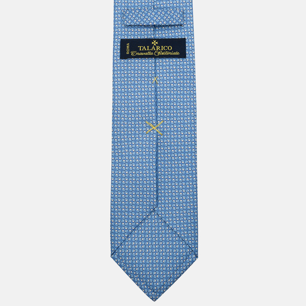 Cravatta 3 pieghe in Seta, Fantasia Geometrica, Celeste - JA056132-10