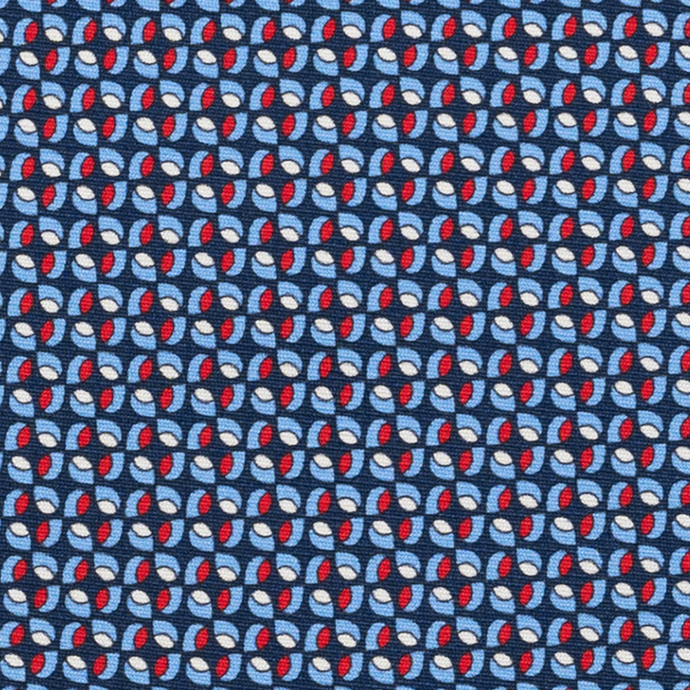 Cravatta 3 pieghe in Seta, Fantasia Geometrica, Blu Rosso - JA056132-1