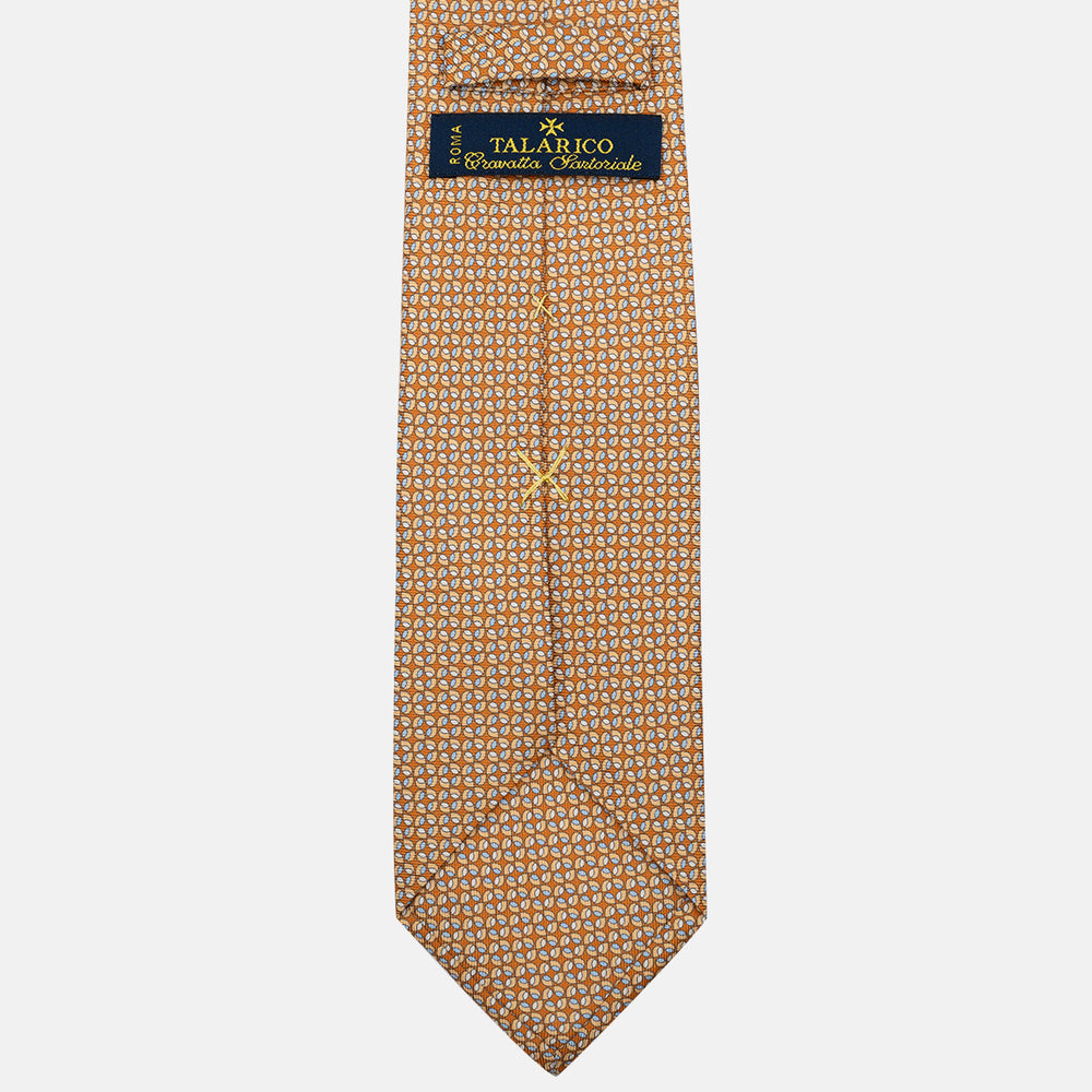 Cravatta 3 pieghe in Seta, Fantasia Geometrica, Arancione Chiaro - JA056132-3