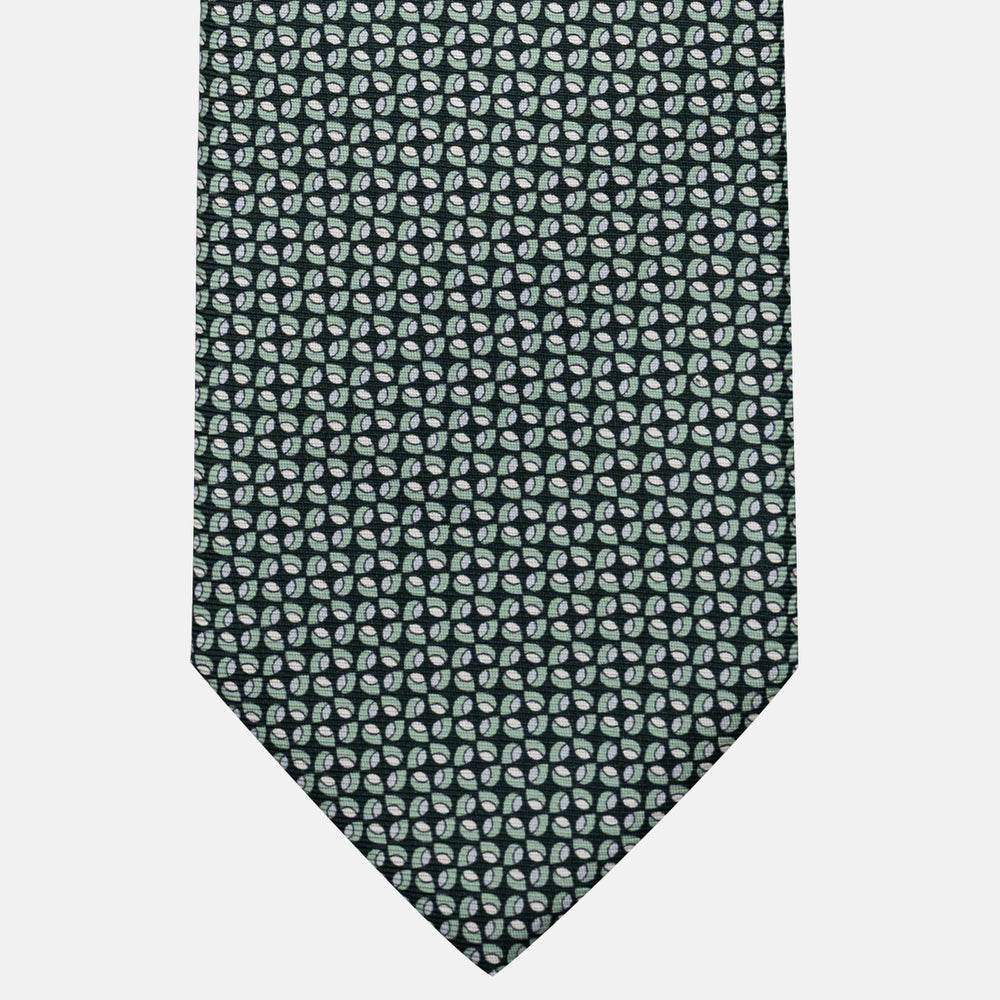 Cravatta 3 pieghe in Seta, Fantasia Geometrica, Verdone - JA056132-5