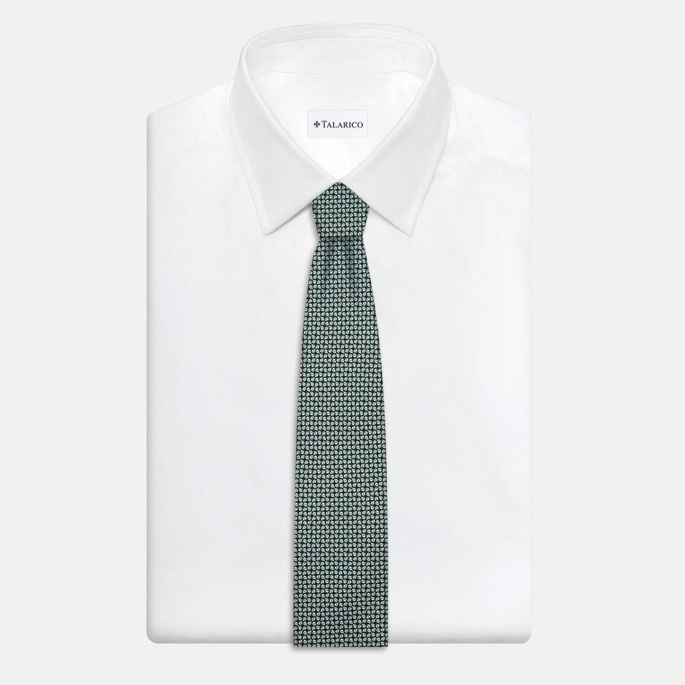 Cravatta 3 pieghe in Seta, Fantasia Geometrica, Verdone - JA056132-5