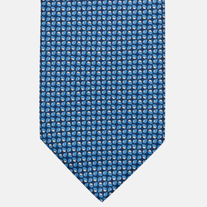 Cravatta 3 pieghe in Seta, Fantasia Geometrica, Azzurro - JA056132-6
