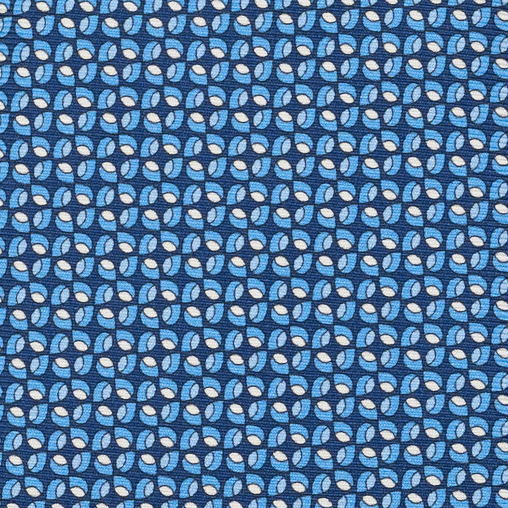 Cravatta 3 pieghe in Seta, Fantasia Geometrica, Azzurro - JA056132-6