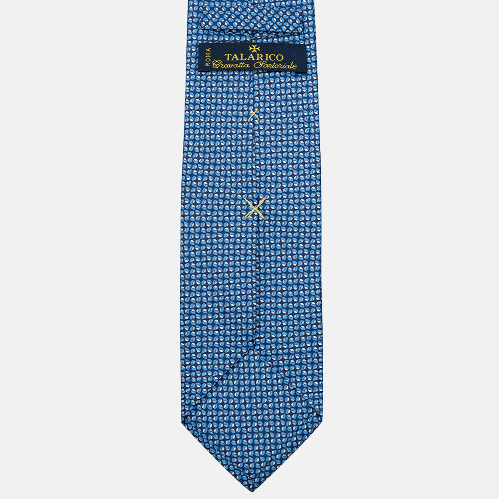 Cravatta 3 pieghe in Seta, Fantasia Geometrica, Azzurro - JA056132-6