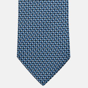 Cravatta 3 pieghe in Seta, Fantasia Geometrica, Blu Celeste - JA056132-7