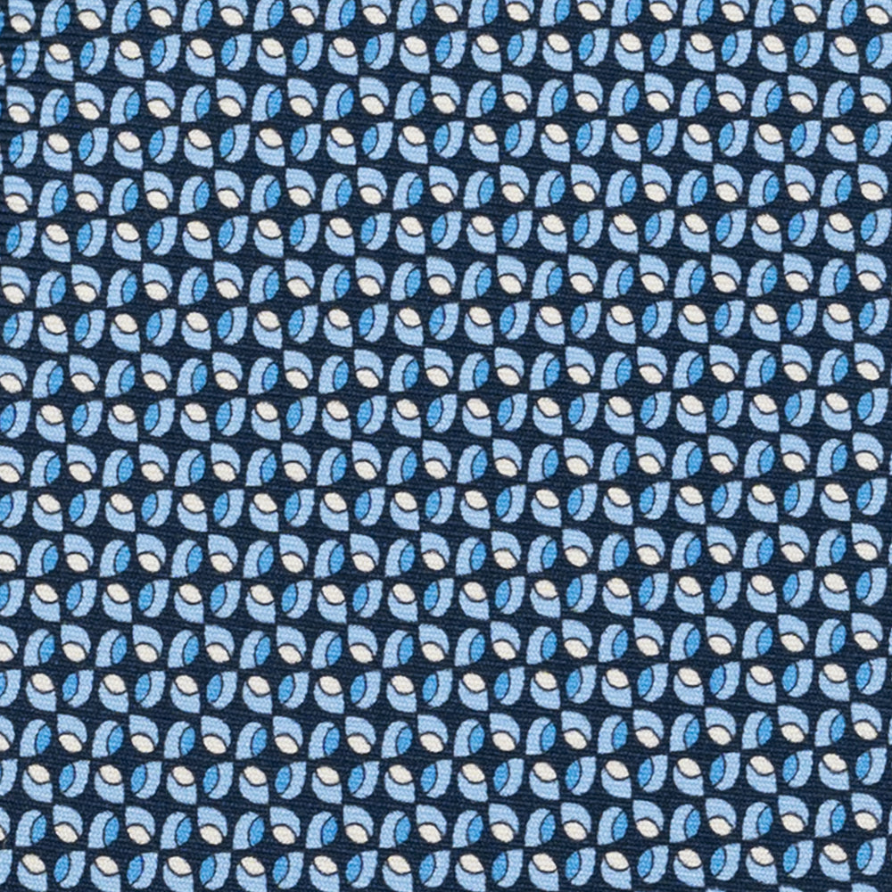 Cravatta 3 pieghe in Seta, Fantasia Geometrica, Blu Celeste - JA056132-7