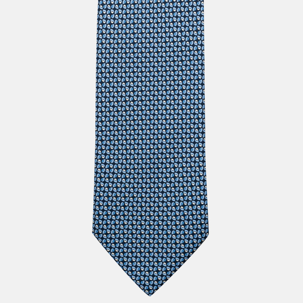 Cravatta 3 pieghe in Seta, Fantasia Geometrica, Blu Celeste - JA056132-7