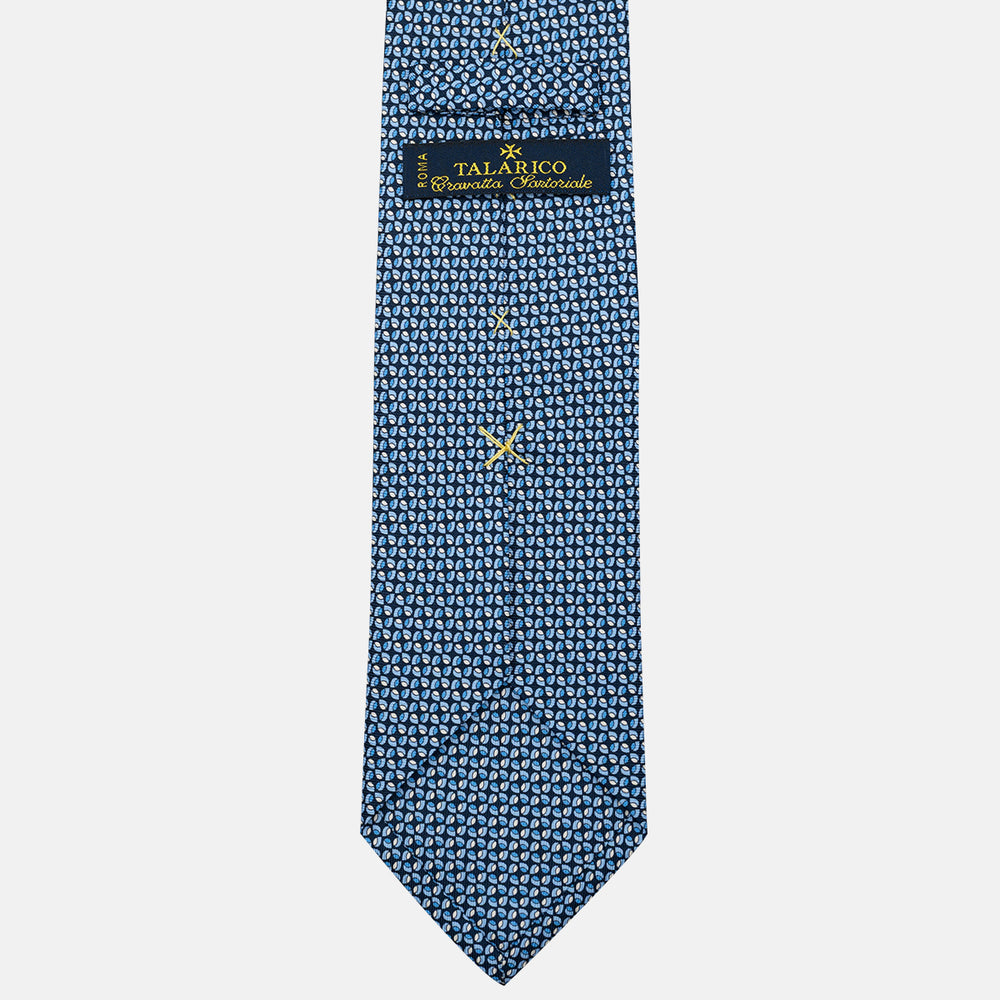 Cravatta 3 pieghe in Seta, Fantasia Geometrica, Blu Celeste - JA056132-7