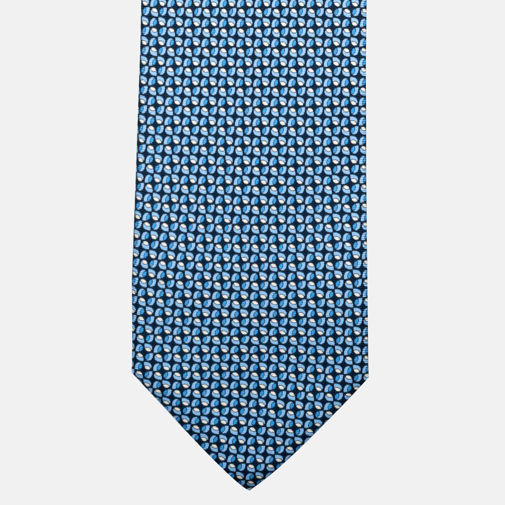 7-Fold Silk Tie with Geometric Pattern in Light Blue - JA056132-8