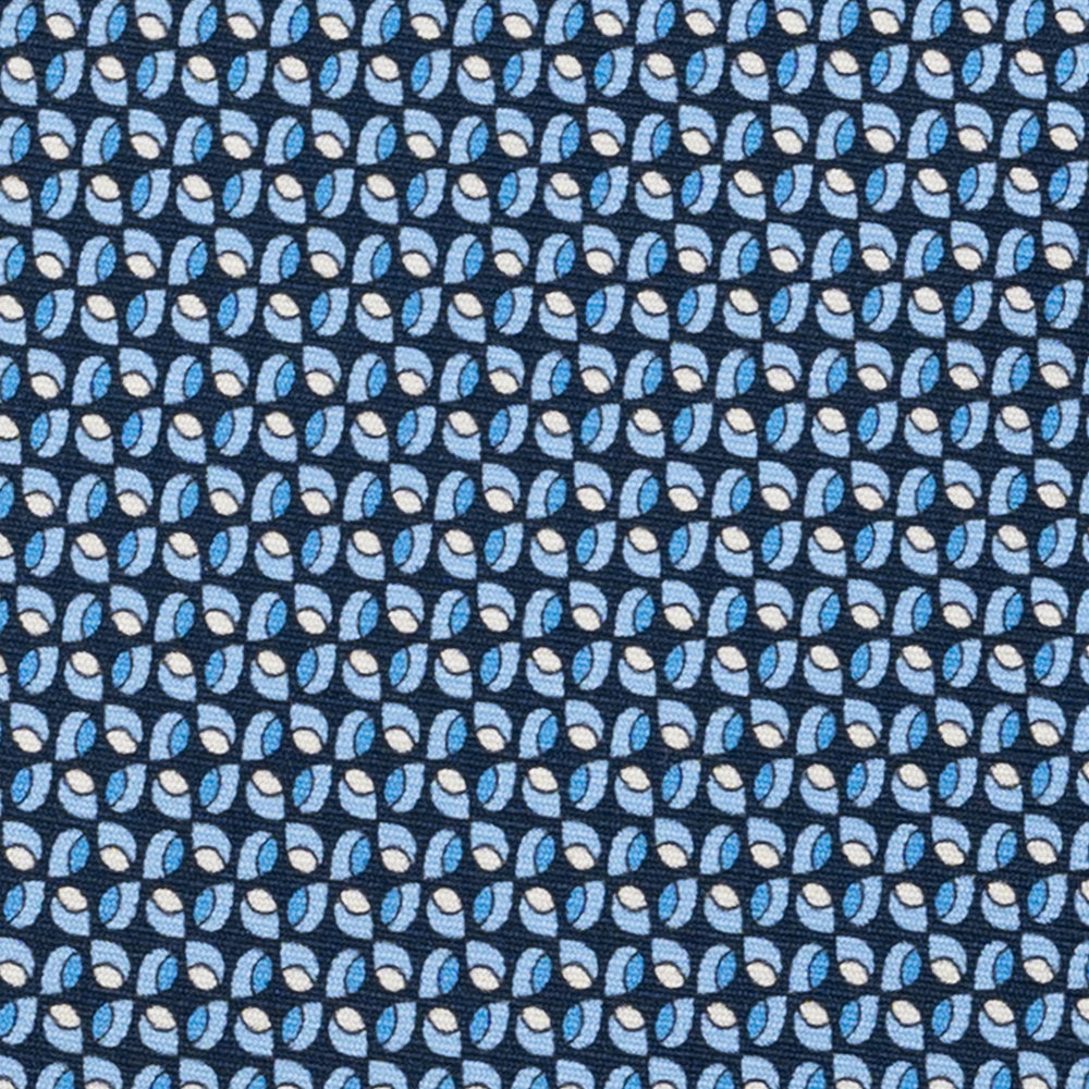 Cravatta 3 pieghe in Seta, Fantasia Geometrica, Blu Celeste - JA056132-8