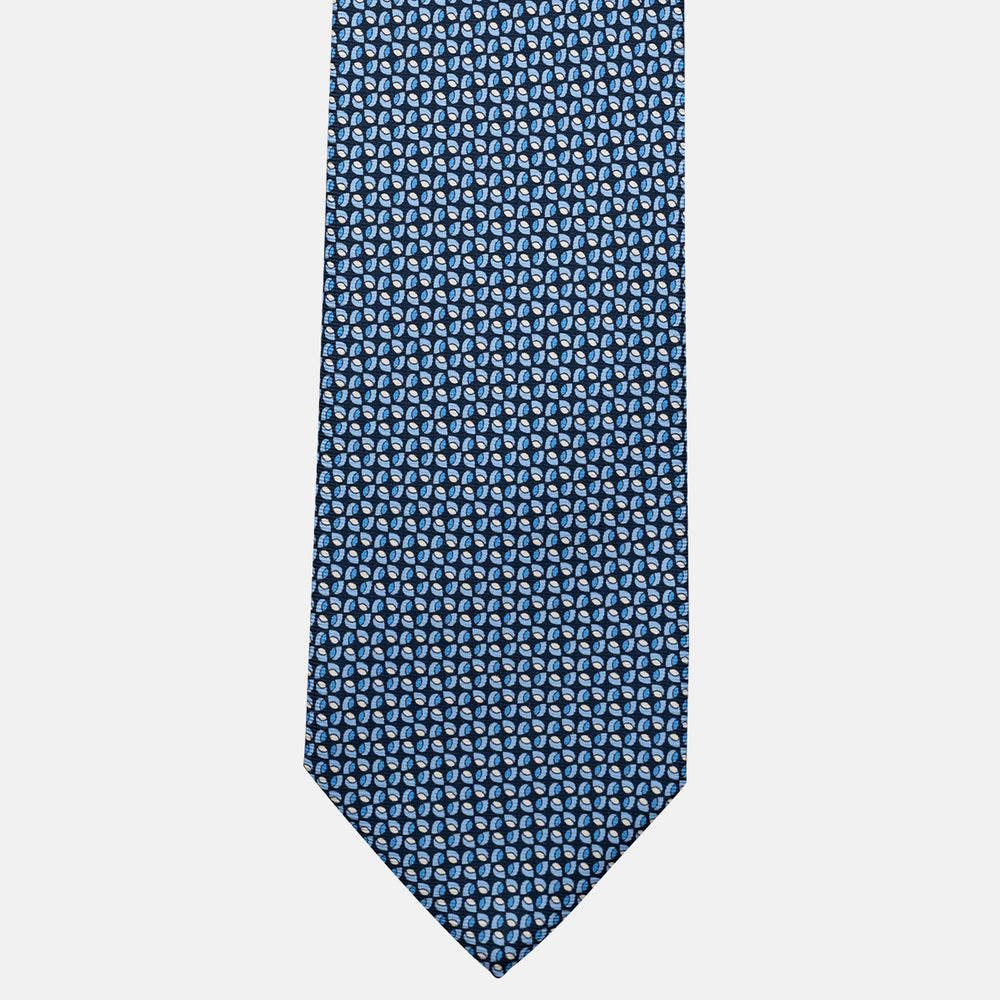 Cravatta 3 pieghe in Seta, Fantasia Geometrica, Blu Celeste - JA056132-8
