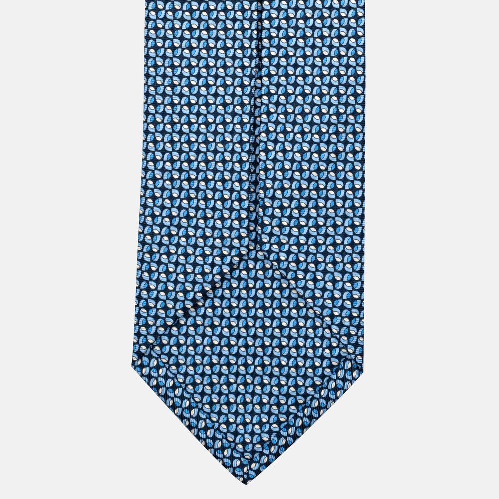 7-Fold Silk Tie with Geometric Pattern in Light Blue - JA056132-8