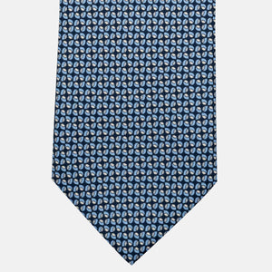 Cravatta 3 pieghe in Seta, Fantasia Geometrica, Blu Grigio - JA056132-9