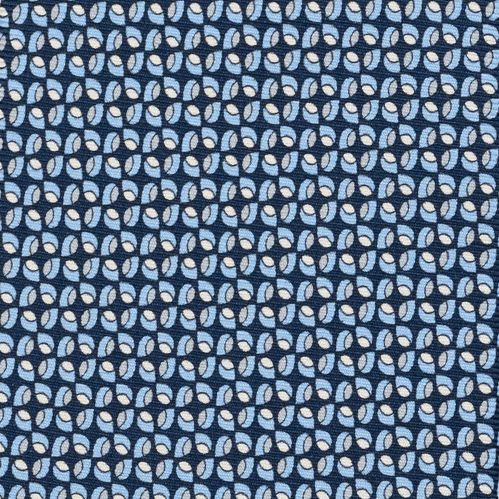 Cravatta 3 pieghe in Seta, Fantasia Geometrica, Blu Grigio - JA056132-9