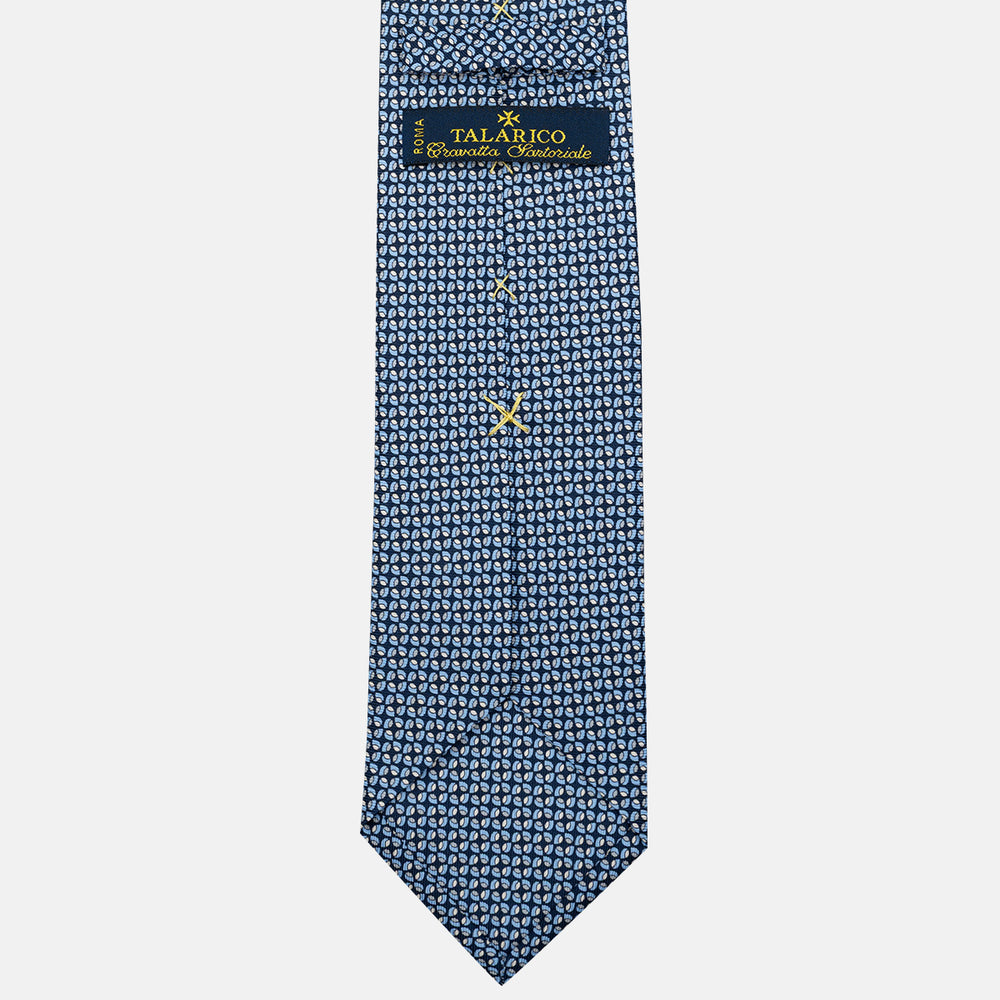 Cravatta 3 pieghe in Seta, Fantasia Geometrica, Blu Grigio - JA056132-9