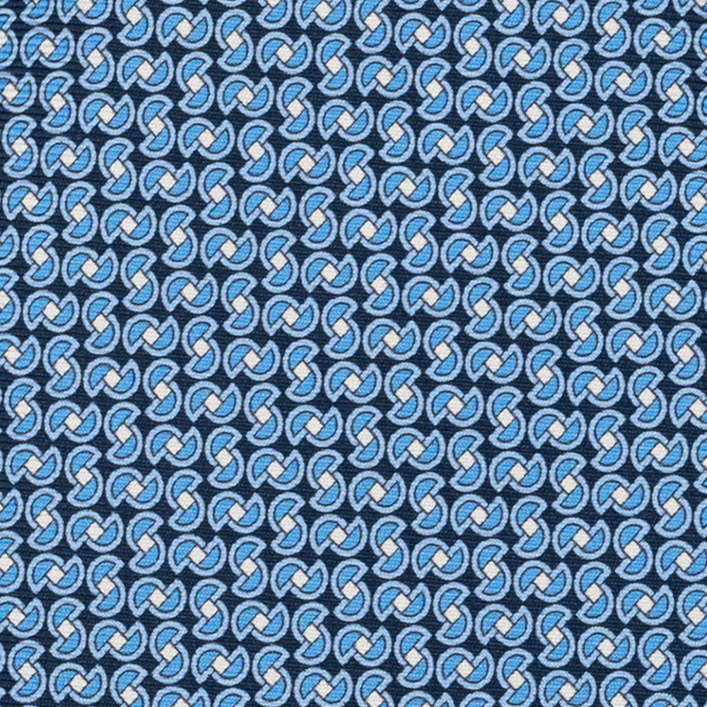Cravatta 3 pieghe in Seta, Fantasia Geometrica, Blu Celeste - JA056135-2