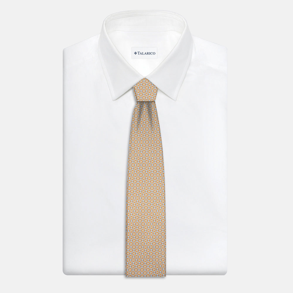 Cravatta 3 pieghe in Seta, Fantasia Geometrica, Giallo - JA056334-1
