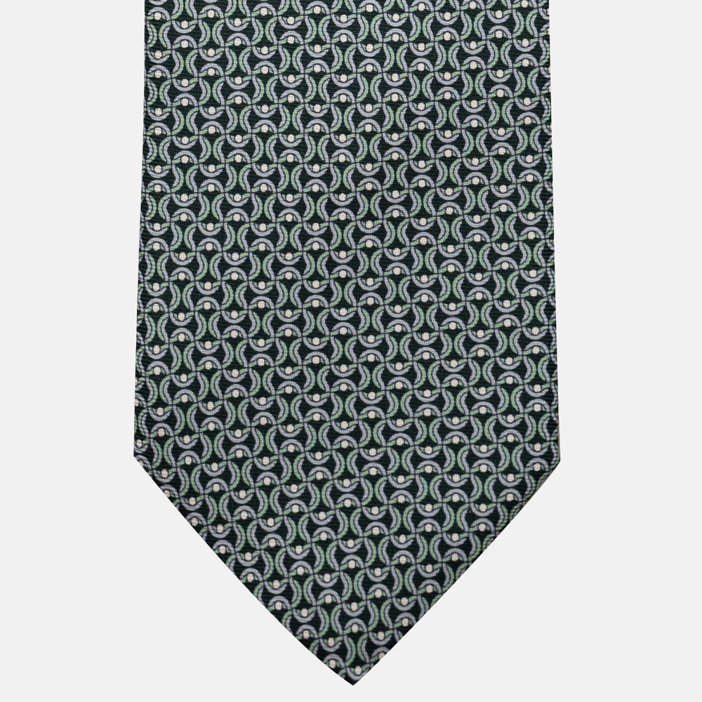 Cravatta 3 pieghe in Seta, Fantasia Geometrica, Verdone - JA056334-2