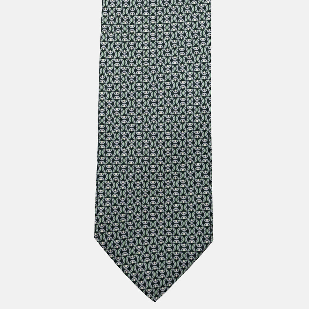Cravatta 3 pieghe in Seta, Fantasia Geometrica, Verdone - JA056334-2