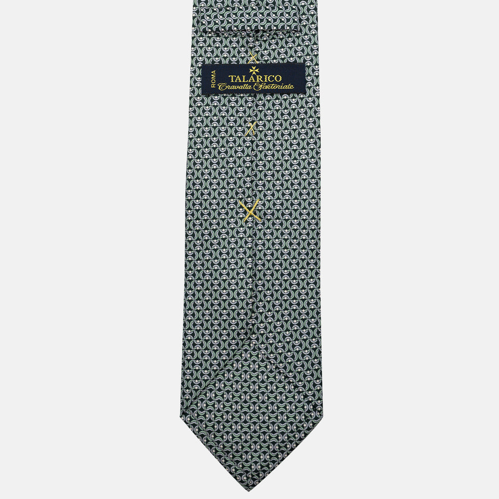 Cravatta 3 pieghe in Seta, Fantasia Geometrica, Verdone - JA056334-2