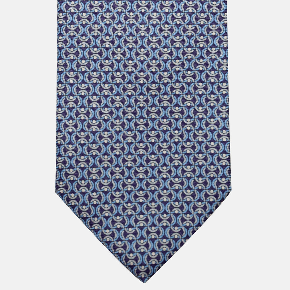 Cravatta 3 pieghe in Seta, Fantasia Geometrica, Viola - JA056334-4