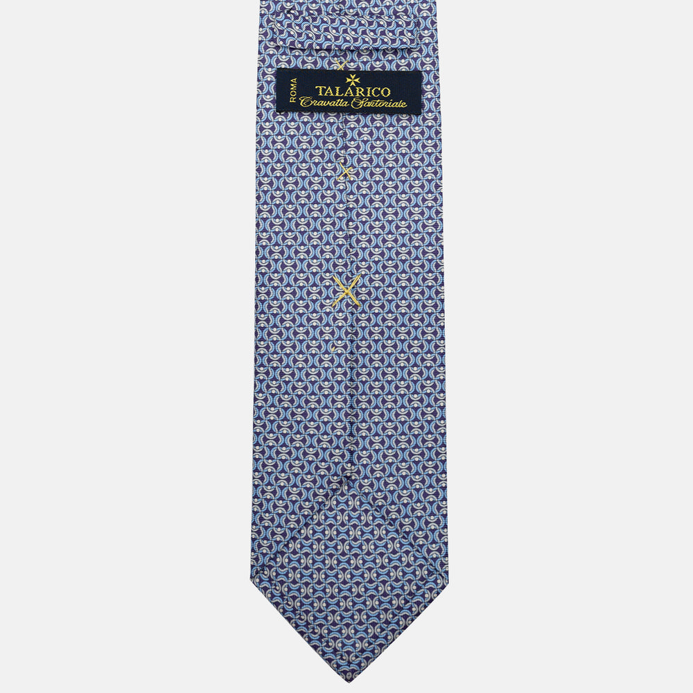 Cravatta 3 pieghe in Seta, Fantasia Geometrica, Viola - JA056334-4