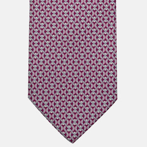3-Fold Silk Tie, Geometric Pattern, Magenta - JA056334-6