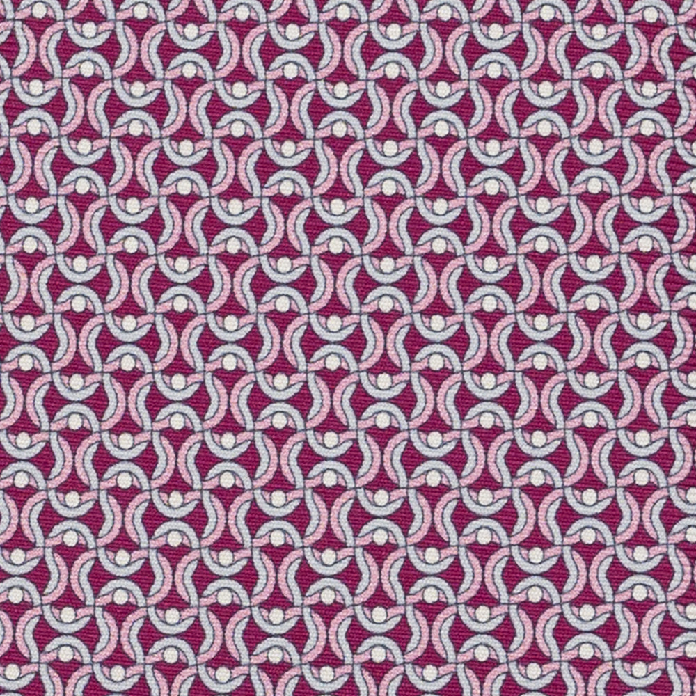 3-Fold Silk Tie, Geometric Pattern, Magenta - JA056334-6