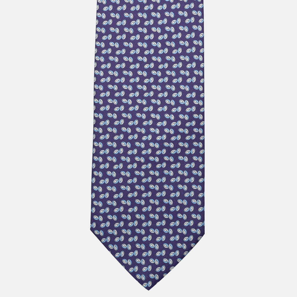 Cravatta 3 pieghe in Seta, Micro Fantasia, Viola - JA056336-10