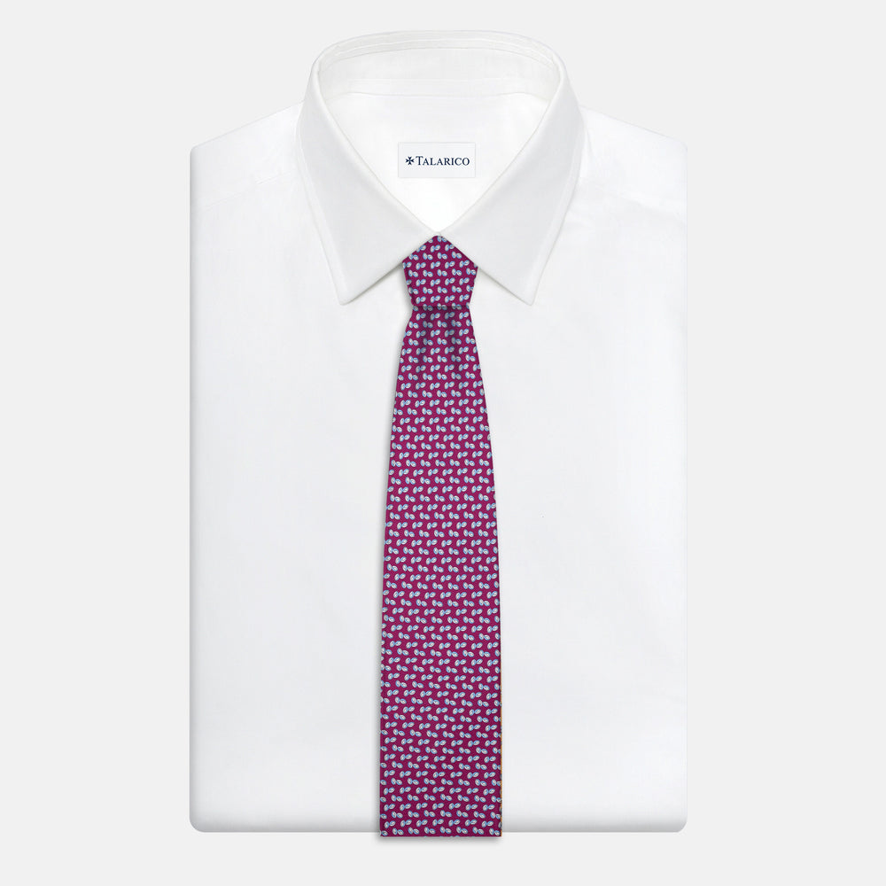 3-Fold Silk Tie, Micro Pattern, Magenta - JA056336-12