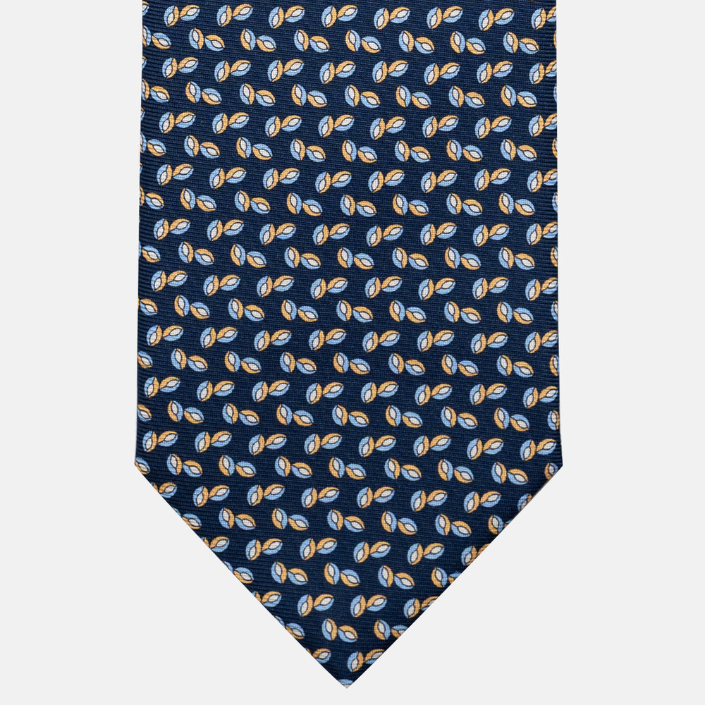 Cravatta 3 pieghe in Seta, Micro Fantasia, Blu Giallo - JA056336-13