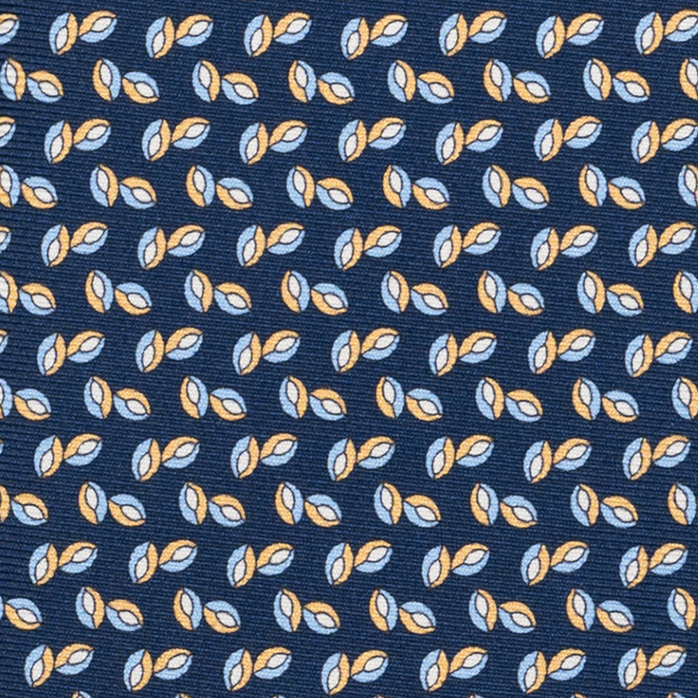 Cravatta 3 pieghe in Seta, Micro Fantasia, Blu Giallo - JA056336-13