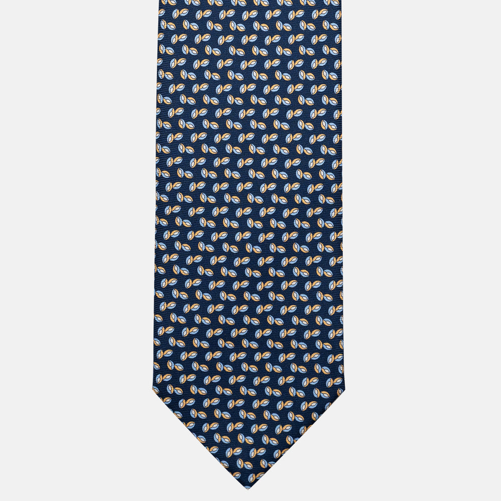 Cravatta 3 pieghe in Seta, Micro Fantasia, Blu Giallo - JA056336-13