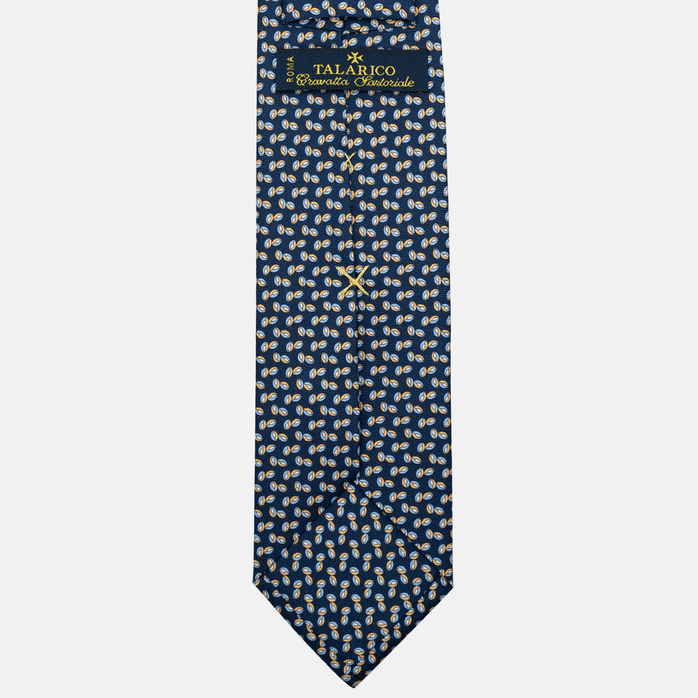 Cravatta 3 pieghe in Seta, Micro Fantasia, Blu Giallo - JA056336-13