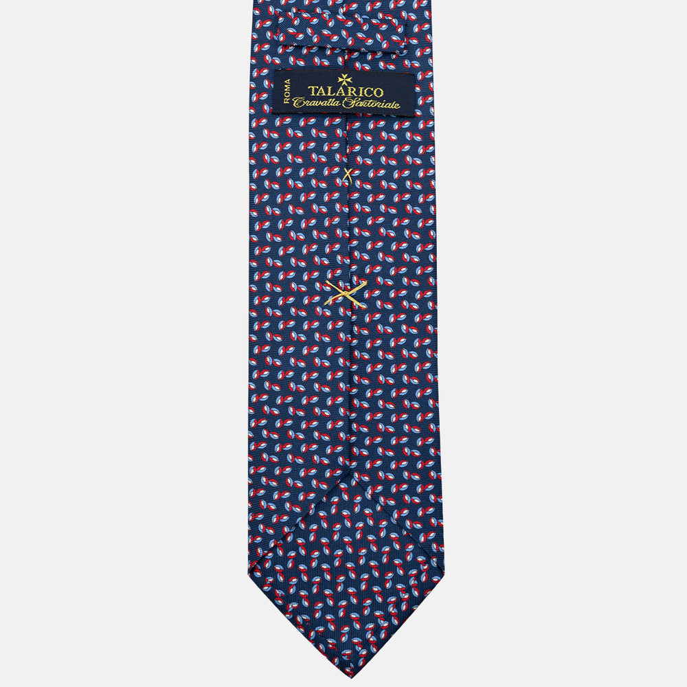 Cravatta 3 pieghe in Seta, Micro Fantasia, Blu Rosso - JA056336-1