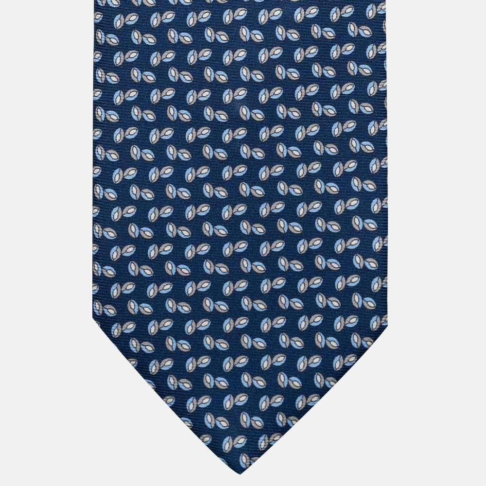 Cravatta 3 pieghe in Seta, Micro Fantasia, Blu Grigio - JA056336-2