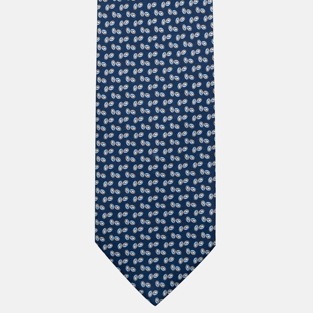 Cravatta 3 pieghe in Seta, Micro Fantasia, Blu Grigio - JA056336-2