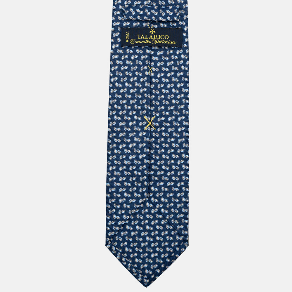 Cravatta 3 pieghe in Seta, Micro Fantasia, Blu Grigio - JA056336-2