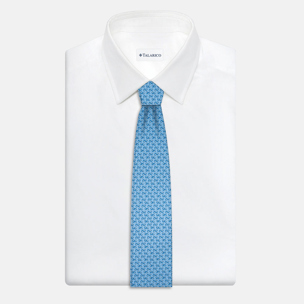 3-Fold Silk Tie, Micro Pattern, Light Blue - JA056336-6